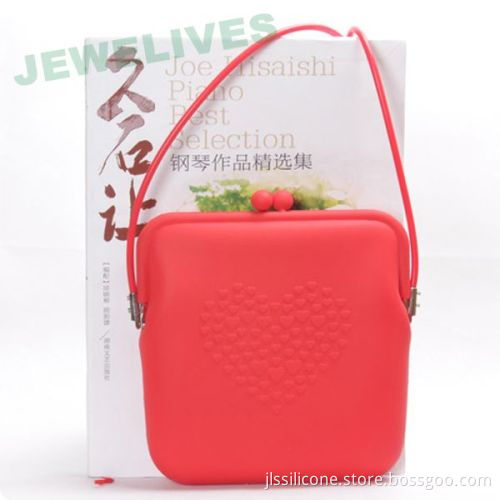 Beautiful Silicone Cosmetic Saddle Bag With Embossed Heart Design